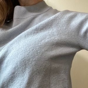 Athleta Extra Fine Merino Wool Crop Sweater in Light Blue, Size Large